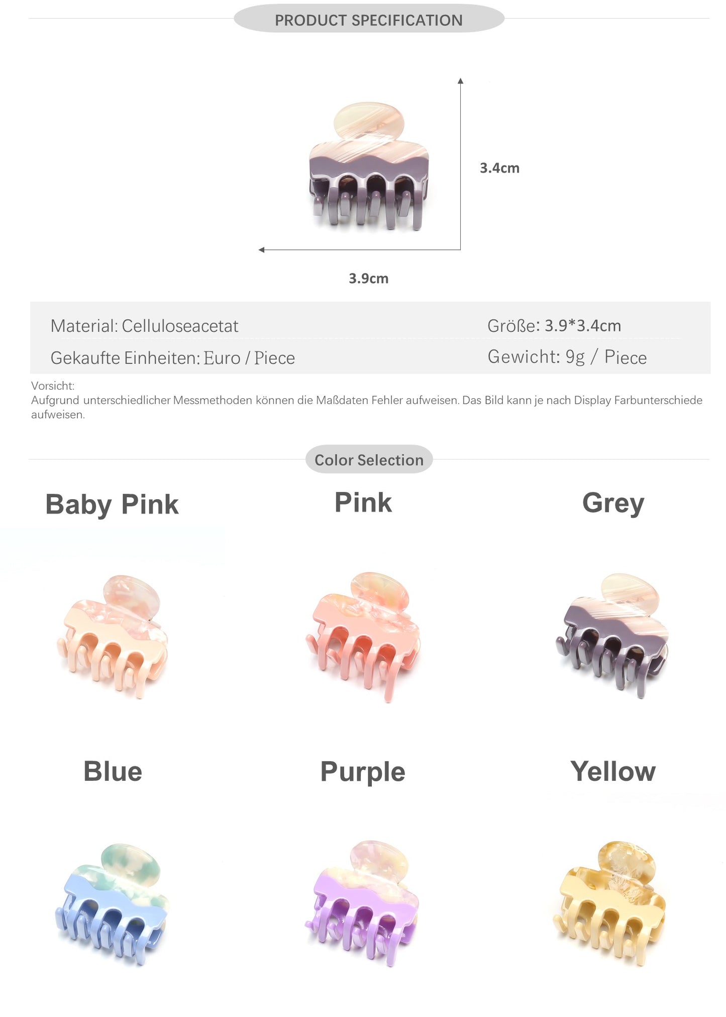 Small Glossy Claw Clip 3.9cm