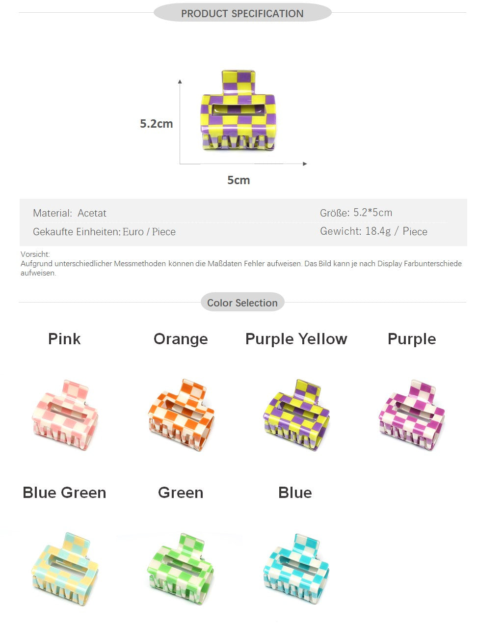 Checker Claw Clip 5.2cm