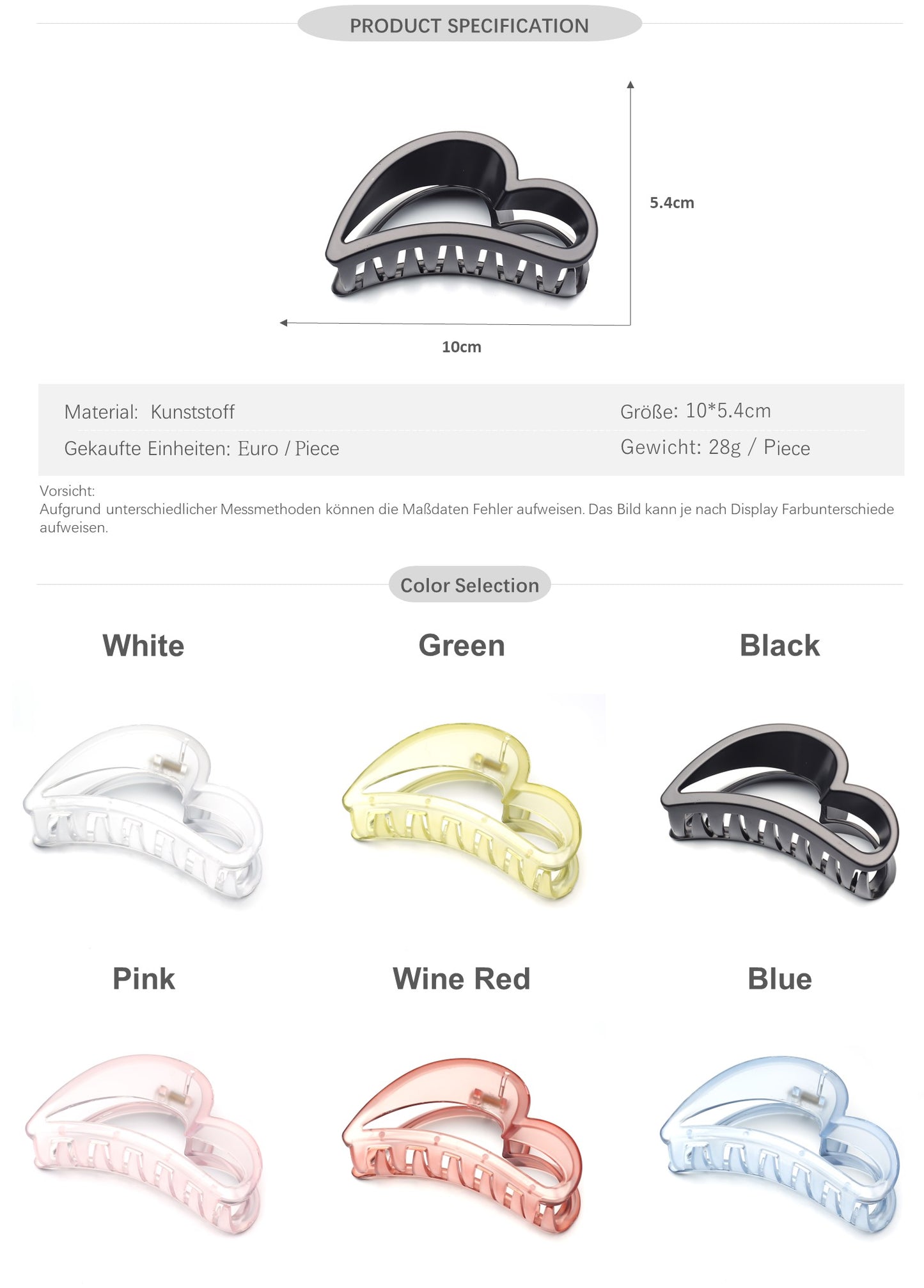 Large Transparent Claw Clip 10cm